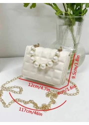 حقيبة يد لطيفة وعصرية من نسيج اللؤلؤ ومحفظة عملات معدنية وحقيبة كروس بودي وحقيبة نزهة وحقيبة مربعة صغيرة