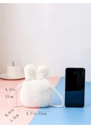 1pc Adorable Plush Mini Crossbody Bag Cute Animal Cartoon Design Lightweight Soft Bunny Bear Shapes Perfect Gift For Kids