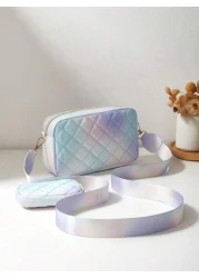 1pc Girl s Mini Wavy Pattern Embossed Letter Bag Mobile Phone Bag Coin Purse