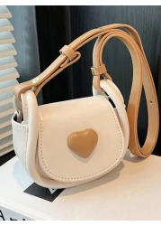 Mini Fashion Diagonal Crossbody Bag Minimalist Heart Shaped Saddle Bag