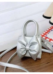 1pc Mini Pu Magnet Closure Fashion Sweet Western Bow Handbag Niche Design Out To Play Shoulder Messenger Bag Korean Highly Attractive Bag Adjustable Shoulder Strap Suitable For Going Out School Commut