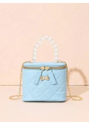 Faux Pearl Handbag Quilted Embroidered Shoulder Bag Crossbody Bag Butterfly Hardware Decor Coin Purse Suitable For Daily Use Party Gift Giving In Small Large Sizes