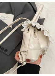 حقيبة يد بشريط زهري ذات لونين أنيقة وعصرية، مقاومة للماء وخفيفة الوزن، مناسبة للتنقل واستخدام خارج المنزل