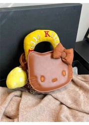 Sanrio 1 حقيبة صغيرة عبر الجسم من ساتريو بتصميم كرتوني لطيف للقطط، حقيبة يد أنيقة عالية الجودة للفتيات