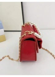 قطعة واحدة حقيبة طفلة صغيرة أنيقة إصدار كوريا نسخة PU بطبعة عقدة الفراشة لطيف، لون سادة، قابلة للطي ذات محفظة ص