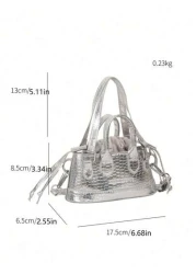 1pc Plain PU Leather Stone Texture Handbag Fashion Versatile Shoulder Crossbody Bag Suitable For Everyday Use