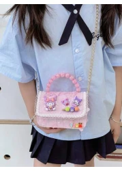Sanrio A Kuromi Children s Bag A Multi Color Bead Handbag A Cartoon And Cute Accessory Bag A Mini And Small Handbag Bag A Daily Travel Clothing Matching Bag A Closed Shoulder Bag