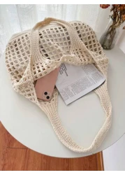 ENBEI Lightweight Casual Women s Minimalist Large Capacity Hollow Out Woven Shopping Bag Crochet Bag Mothers Day Gift For Mom Large Capacity Tote Bag For Travel School Bag