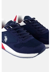 U.S. Polo Assn. حذاء كاجوال رجالي من الجلد المدبوغ الصديق للبيئة برباط، أزرق داكن