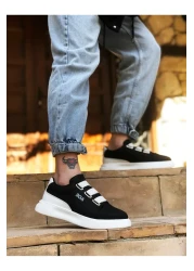 BOA Ba0329 3 خطوط سوداء وبيضاء مفصلة سميكة الوحيدة أحذية رجالية عادية