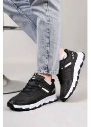 lord's ayakkabı حذاء للمشي لمسافات طويلة مقاوم للماء ونعل سميك باللونين الأسود والأبيض للرجال