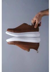 Joy Man J911 Laceless مطاطا العظام الوحيد عارضة أحذية رياضية للرجال BT Tan