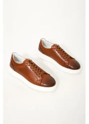 GERARDO AYAKKABI حذاء رياضي من الجلد الطبيعي للرجال باللون البني