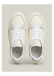 Tommy Hilfiger حذاء رياضي رجالي كاجوال برباط باللون البيج مع شعار FM0FM04968-AEF