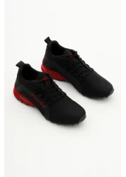 Tonny Black حذاء رياضي رجالي باللون الأسود والأحمر مريح بنعل حراري ورباط