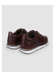 Cabani حذاء رياضي رجالي برباط من الجلد الطبيعي 100% باللون البني