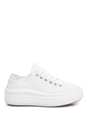 GÖNDERİ(R) حذاء رياضي كاجوال من الكتان الأبيض للنساء ذو نعل مسطح 35144