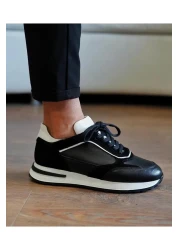 Tetri حذاء رياضي جلد طبيعي أسود للرجال - موديل بيدرو