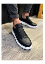 Joy Man J911 Laceless مطاطا العظام الوحيد عارضة أحذية رياضية للرجال BT الأسود