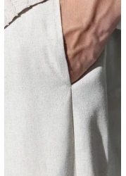 THE RULE بنطال رجالي من قماش الكتان فضفاض وفضفاض وقصة مستقيمة وساق مستقيمة مريح للصيف باللون البيج للموسم الجديد