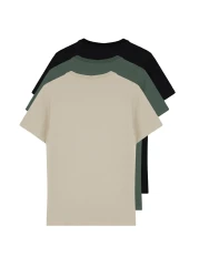  Collection Black-Stone-Dark Green Slim/Narrow Crew Neck Basic 100% Cotton 3 Pack T-Shirts Tmnss19Bo0007