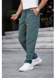 MY VİNTAGE Men's Summer Linen Blend Comfortable Wide Fit Relaxed Pants