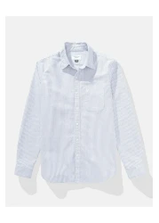 American Eagle قميص أكسفورد مخطط بأزرار من AE Everyday