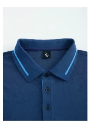 FEEL STYLE تي شيرت قطني بقصة عادية وأزرار وياقة بولو للرجال