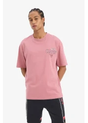 Defacto Fit Nba Chicago Bulls Boxy Fit Crew Neck Back Printed Short Sleeve T-Shirt E2184Ax25Sm