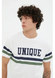  Collection تي شيرت قطن أبيض مطبوع للكلية - مقاس عادي TMNSS20TS1836