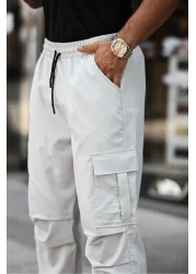 a02teks بنطلون جيب من قماش المظلة باللون الرمادي