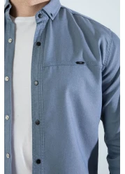 YXC Trend Maker Men's Blue Slim Fit Slim Fit Pocketless Denim Shirt