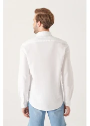 Avva Men's White Regular Fit Oxford 100% Cotton Button Collar Shirt B002003