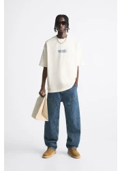 The Champ Clothing Crew Neck Peanuts Records Printed Oversize White Men's T-Shirt