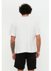  Collection تي شيرت أبيض كبير الحجم/قصة واسعة ورقبة دائرية وأكمام قصيرة مطبوع TMNSS20TS1097