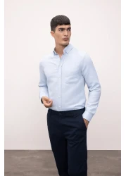 Defacto Polo Neck Slim Fit Textured Shirt - Long Sleeve T2066AZ24AU