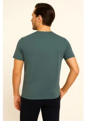 Tomy تي شيرت مطرز برقبة دائرية PETROL GREEN TOMMY