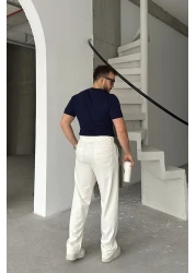 Livio Ferri Men's Fabric Baggy Fit Pleated Pants