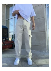 XPUPPETWEAR Double Pocket Detail Stone Color Cargo Baggy Trousers