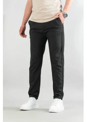 bombe Men's Smoked Flexible Lycra Ankle Length Casual Comfortable Side Pocket Fabric Trousers