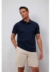 Defacto Regular Fit Polo Neck Textured Basic Plain Short Sleeve T-Shirt B4939Ax25Sm