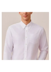 Giordano قميص أكسفورد رجالي بأكمام طويلة من القطن المقاوم للتجاعيد