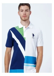 U.S. Polo Assn. تي شيرت بولو بياقة بولو للرجال باللون الأزرق الداكن تي-انيا.