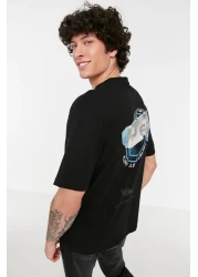  Collection ArT PrinTed BlacK Oversize T-Shirt - ShorT Sleeve, 100% TexTile TMNSS21TS3668