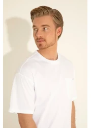 U.S. Polo Assn. تي شيرت أبيض برقبة دائرية ومريح للرجال 50287062 -vr013