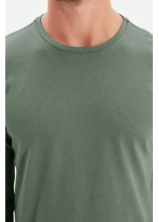  Collection Dark Green Long Sleeve 100% CoTTon T-Shirt - Regular FiT TMNAW21TS0208