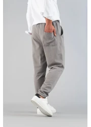 bombe Men's Gray Trousers Elastic Waist Slim Fit Flexible Lycra Basic Cotton Jogger