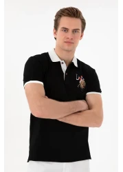 U.S. Polo Assn. تي شيرت أسود أساسي بياقة بولو بقصة ضيقة للرجال 50298073 -vr046