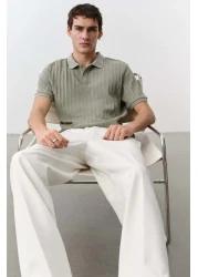 H&M Slim Fit Textured Jersey Polo Shirt