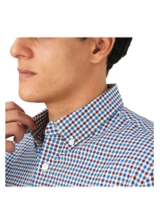 Giordano قميص أكسفورد قطني للرجال - تطريز أسد صغير، قصة ضيقة، أزرار كاملة